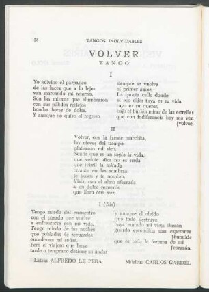 Volver : Tango