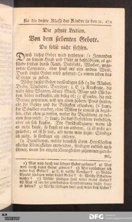 Die zehnte Lection. Von dem siebenten Gebote.
