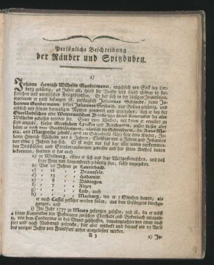 Persönliche Beschreibung der Räuber und Spitzbuben.