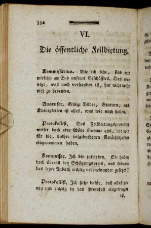 VI. Die öffentliche Feilbietung.