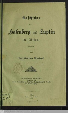 Geschichte von Hasenberg und Luptin bei Zittau