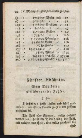 Fünfter Abschnitt. Vom Dividiren gleichbenannter Zahlen