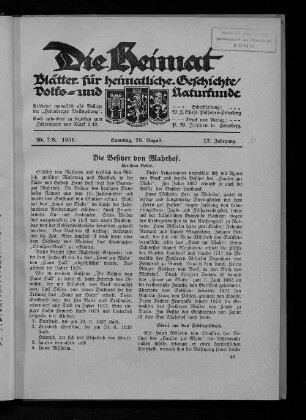 Die Heimat. 1921-1944