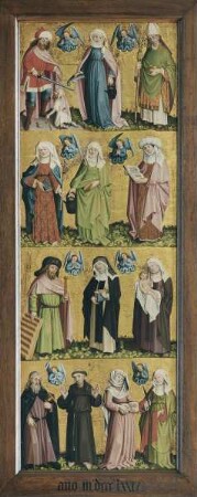Marienaltar — Dreizehn Heilige — Die vier Heiligen der Eremit Antonius Abbas, Franziskus von Assisi, Maria und Elisabeth