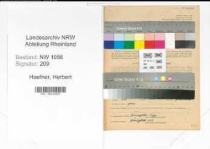 Entnazifizierung Herbert Haefner , geb. 15.01.1904 (Maler)