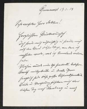 Brief von August Gaul an Gerhart Hauptmann