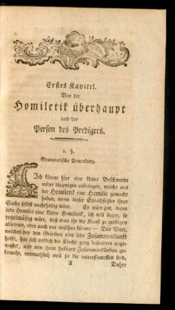 Erstes Kapitel. Von der Homiletik überhaupt und der Person des Predigers