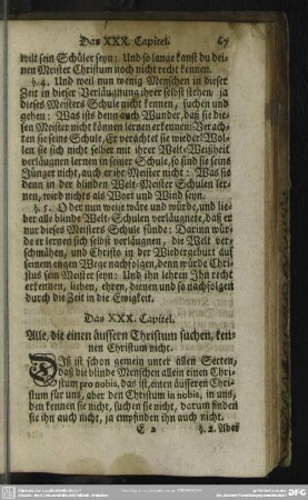 Das XXX. Capitel. Alle, die einen äussern Christum suchen, kennen Christum nicht