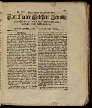 No. XLI. Freytags den 23 Novemb. 1736 - No. L. Dienstags den 25 Decemb. 1736