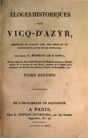 Éloges historiques, 2