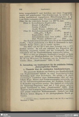 D. Anwendung von Sensitometern für die praktische Prüfung photographischer Platten