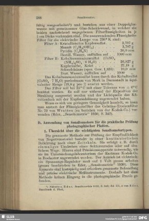 D. Anwendung von Sensitometern für die praktische Prüfung photographischer Platten