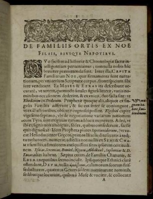 De Familiis Ortis Ex Noe Filiis, Eiusque Nepotibus