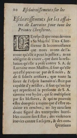 Esclaircissements Sur Les Affaires De Lorraine [...]