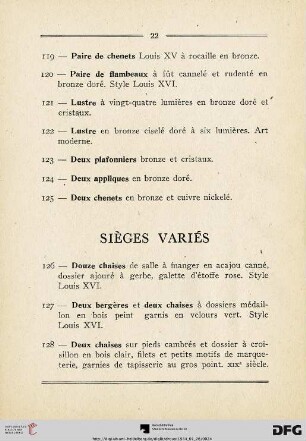 Sièges (Nr. 126-133)