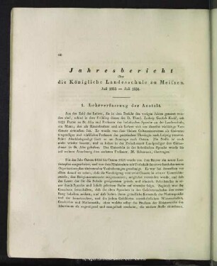 Jahresbericht über die Königliche Landesschule zu Meissen. Juli 1833 - Juli 1834