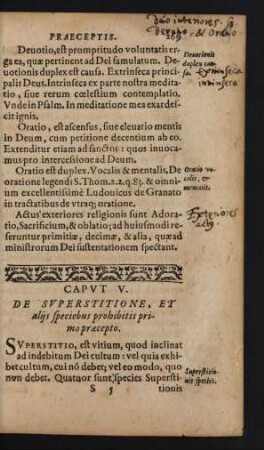 Caput V. De Superstitione, Et aliis speciebus prohibitis ...