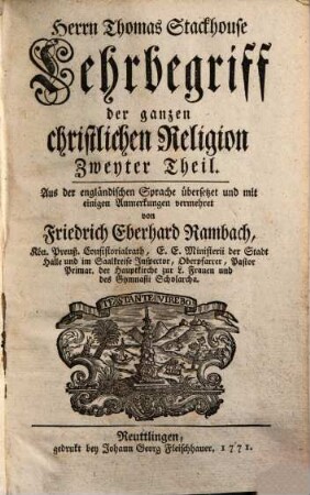 Lehrbegriff der ganzen christlichen Religion, 2