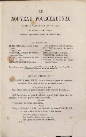 Théâtre, 10. Comédies vaudevilles ; 1