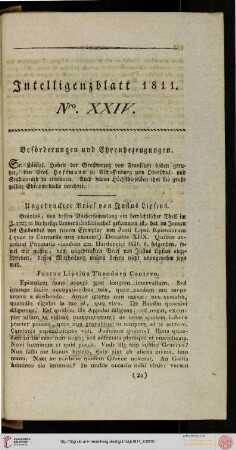 Intelligenzblatt Nro. XXIV