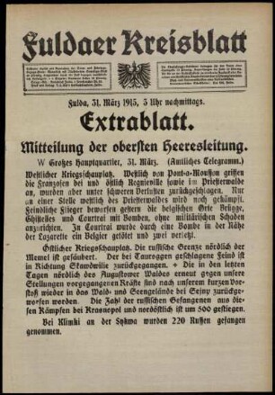 Ausgabe vom Mittwoch, den 31. März 1915.