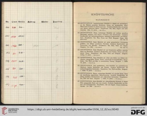Knüpfteppiche (Nr. 100-151)