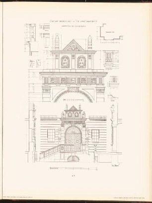 Gemeindeschule in der Christianiastraße, Berlin: Ansichten, Details Hauptportale (aus: Neubauten der Stadt Berlin, Bd. II, 1903)