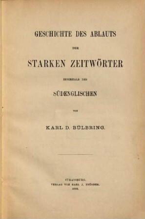 Geschichte der Ablaute der starken Zeitwörter innerhalb des Südenglischen