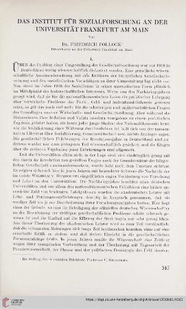 Das Institut für Sozialforschung an der Universität Frankfurt am Main
