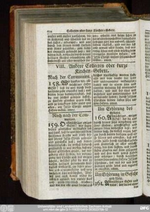 VIII. Andere Collecten oder kurze Kirchen-Gebete.