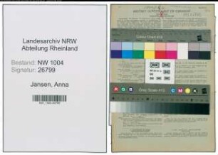 Entnazifizierung Anna Jansen , geb. 04.06.1920 (Putzhilfe)