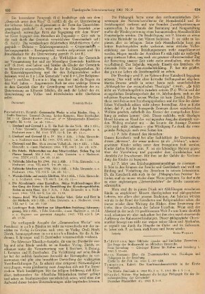 693-694 [Rezension] Pestalozzi, Johann Heinrich, Gesammelte Werke
