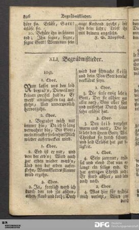 XLI [XLII]. Begräbnißlieder.