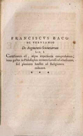 Institvtiones Philosophiae Vniversae : Vsibvs Academicis Accommodatae, Pars I.. Contemplativa
