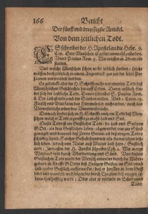 Der fünff vnd dreyssigste Artickel. Von dem zeitlichen Todt.