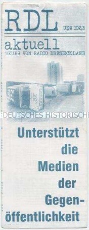 Informationsschrift des alternativen Rundfunksenders "Radio Dreyeckland" (RDL)