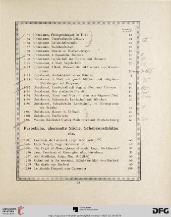 Farbstiche, übermalte Stiche, Schabkunstblätter etc. (Nr. 1203 - 1337)