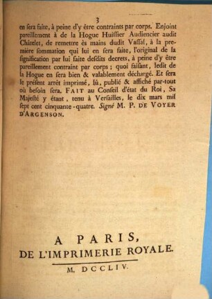 Arrest Du Conseil D'Etat Du Roi, Du 10 Mars 1754. : Extrait des Registres du Conseil d'Etat