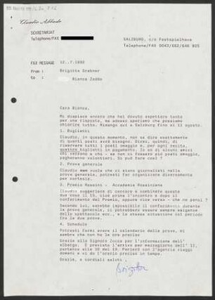 Brief an Bianca Zedda, 12.07.1992