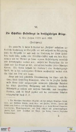 VI. Die Schicksale Heidelbergs im dreißigjährigen Kriege (Fortsetzung)