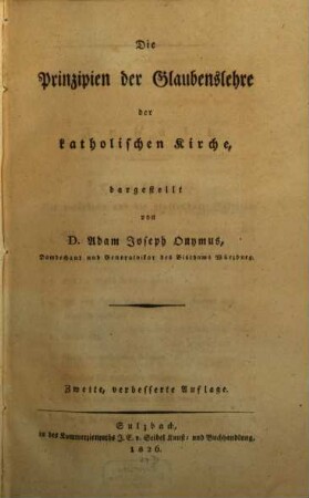Die Prinzipien der Glaubenslehre der katholischen Kirche