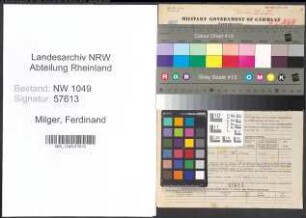 Entnazifizierung Ferdinand Milger , geb. 30.04.1891 (Gemeinderat)