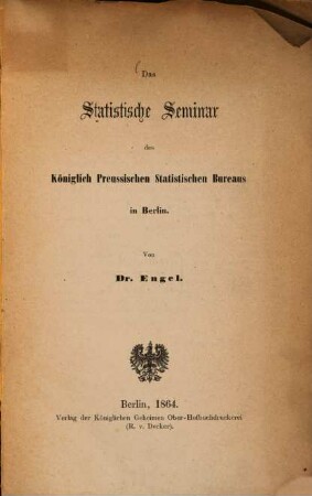 Das Statistische Seminar des Königlich Preussischen Statistischen Bureaus in Berlin