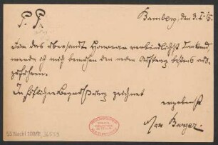 Brief an B. Schott's Söhne : 03.01.1915