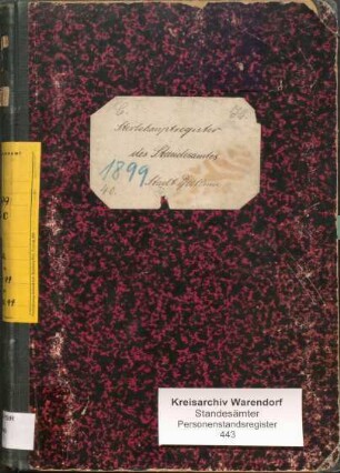 Sterberegister des Standesamtes Beckum-Stadt von 1899 (Urkunden-Nr. 1-162)