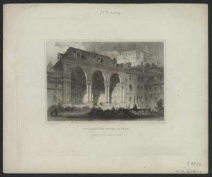 Das Palais Waldstein oder Wallensteinpalais (tschechisch Valdštejnský palác), Stich, um 1850 : Wallensteins Halle in Prag / Gez. v. Ludwig Lange. Stahlst. v. Joh. Poppel. - Darmstadt : C. G. Lange , [ca. 1850]. - 1 Kunstblatt : Stich ; 15 x 10 cm