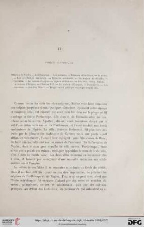 II. Précis historique