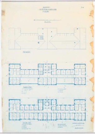 Herz-Jesu-Kloster, Leuven: Grundrisse des Dachgeschosses und des dritten und zweiten Obergeschosses 1:100