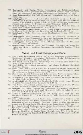 Möbel und Einrichtungsgegenstände (Nr. 362-415)