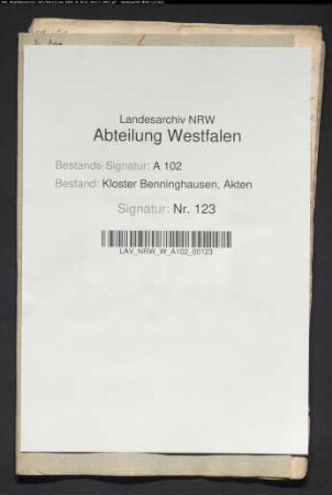 Prozeß Kloster Benninghausen ./. von Schorlemer zu Hellinghausen und Menzel wegen einer Schuldforderung über 900 Reichstaler